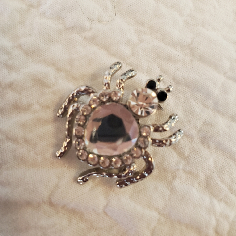 Sparkling Spider Bug Insect Gem Brooch Pin